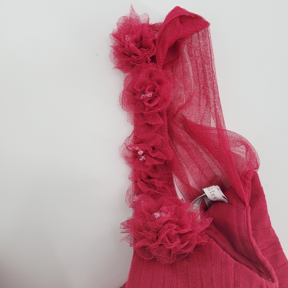 Alfred Angelo Raspberry Pink 3D Floral Chiffon Dress - Picture 10 of 11